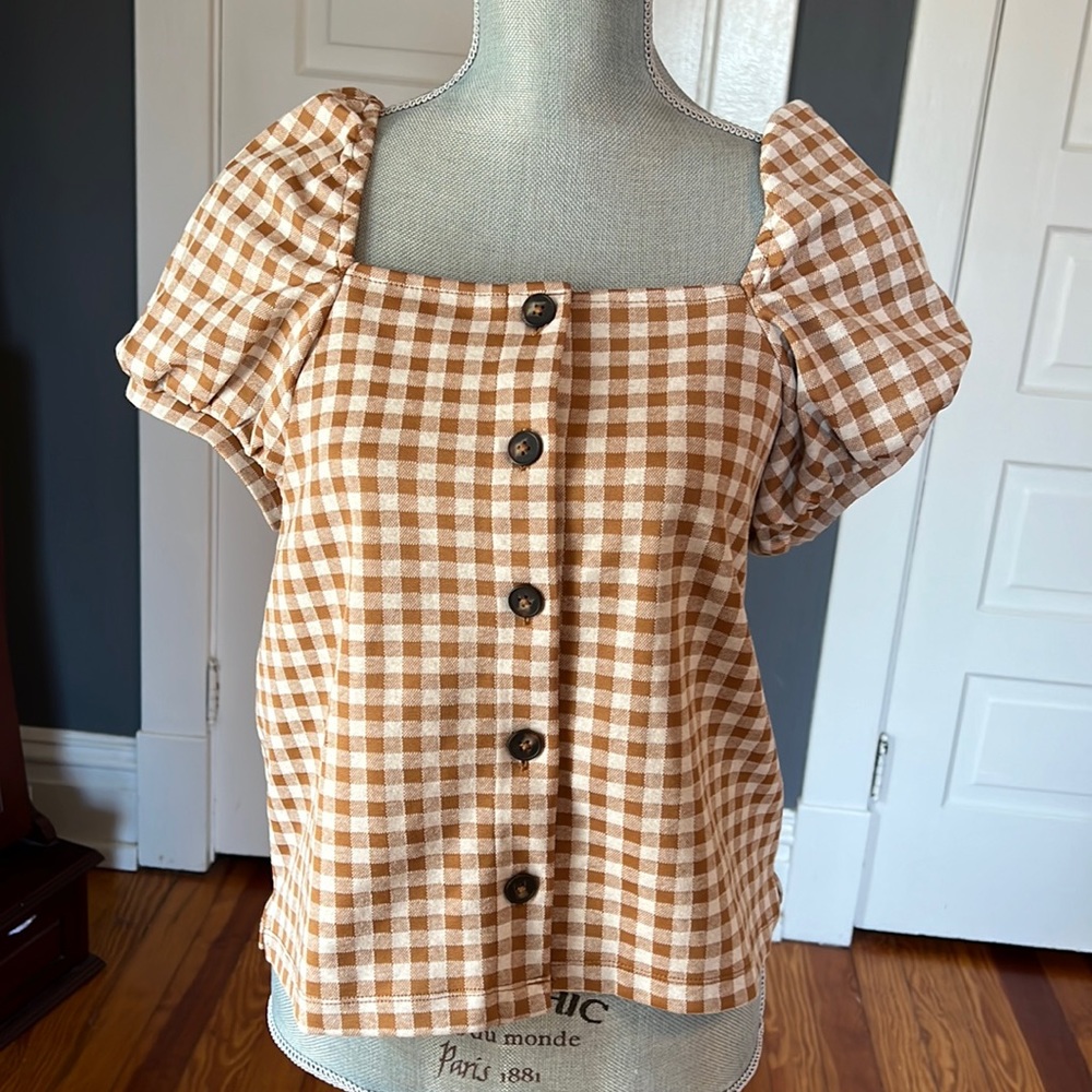 NWOT Madewell button down gingham top. Size M